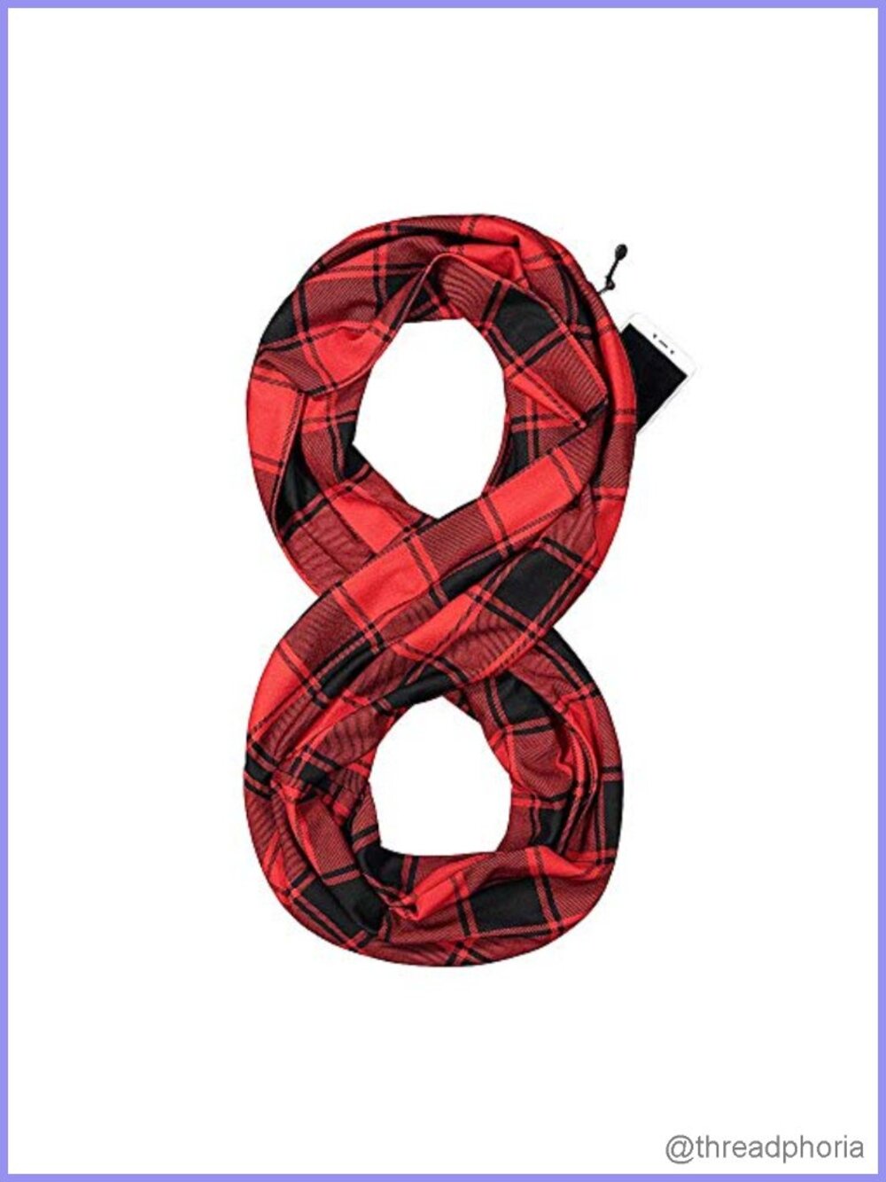 Checkmate Pocket Scarf - Infinity Scarf with Zipper Pockets for Travel